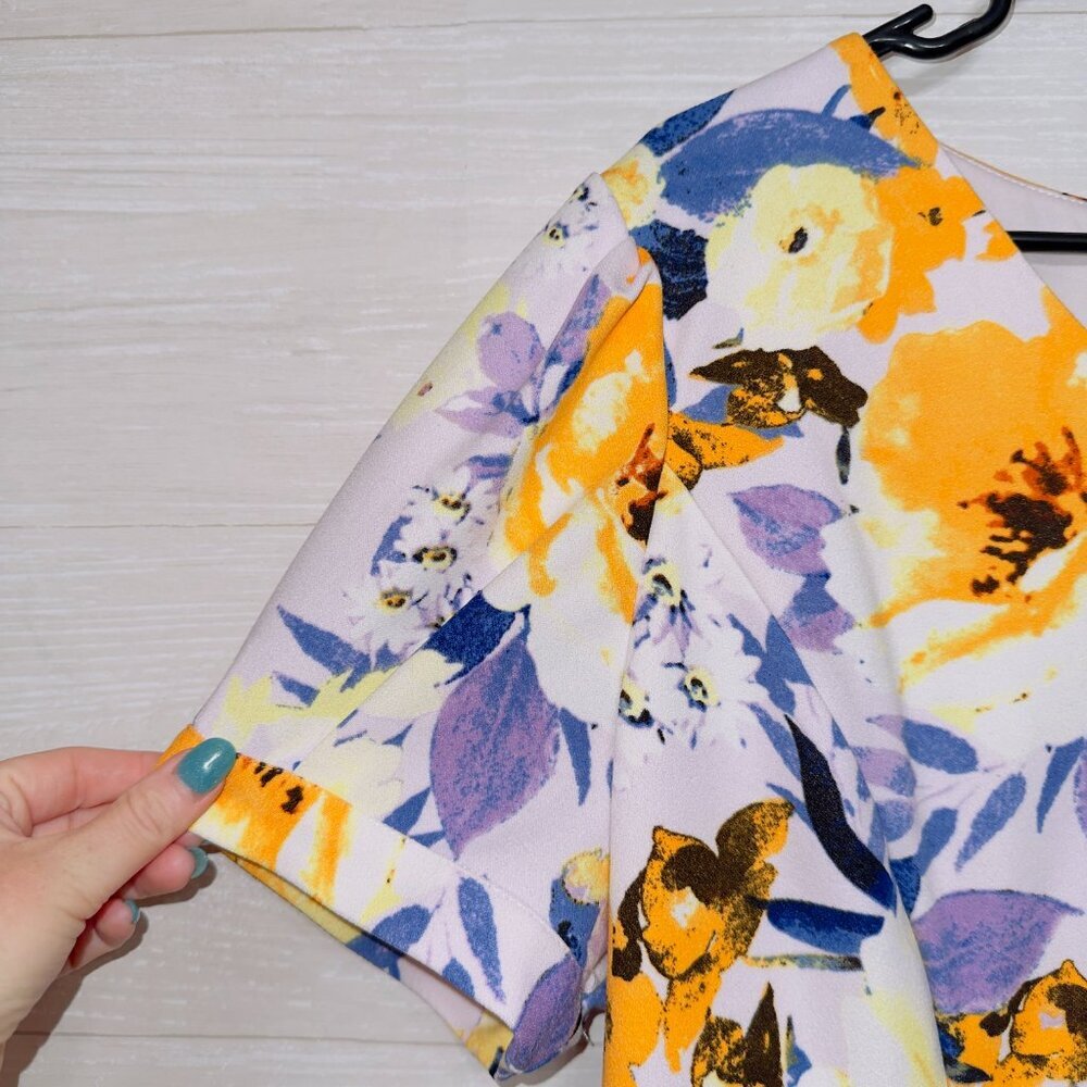 Preston & York Women's Size 16 Short Sleeve Floral Print V Neck Sheath Dress - Picture 3 of 8